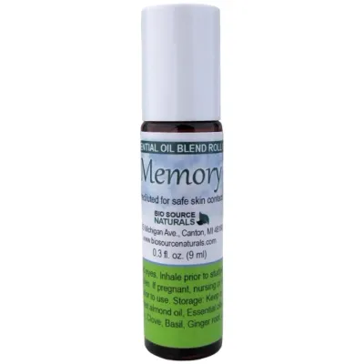 Memory Essential Oil Blend Roll-On - 0.3 fl oz (9 ml) Amber Glass Roll-On Bottle with Stainless Steel Roller Ball and Cap