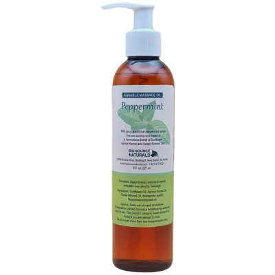 Peppermint Kissable Massage Oil Bottle – Cooling Aromatherapy for Intimacy &amp; Self-Care | BioSource Naturals