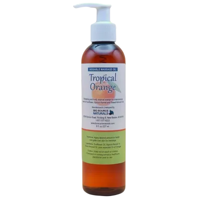 Tropical Orange Kissable Massage Oil Bottle – Bright Citrus Aromatherapy | BioSource Naturals