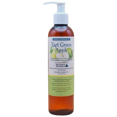 Tart Green Apple Kissable Massage Oil Bottle – Fruity, Playful Aromatherapy | BioSource Naturals