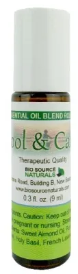 Cool &amp; Calm Essential Oil Blend Roll-On - 0.3 fl oz (9 ml) Amber Glass Roll-On Bottle with Stainless Steel Roller Ball and Cap