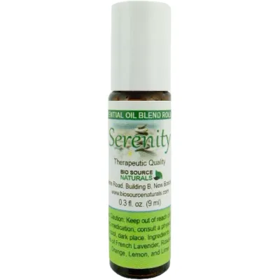 Serenity Essential Oil Blend Roll-On - 0.3 fl oz (9 ml) Amber Glass Roll-On Bottle with Stainless Steel Roller Ball and Cap