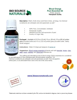 Blood Orange Pure Essential Oil Product Bulletin