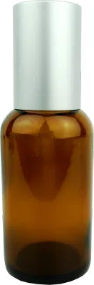 1 fl oz (30 ml) Amber Glass Roll-On Bottle with Silver Cap