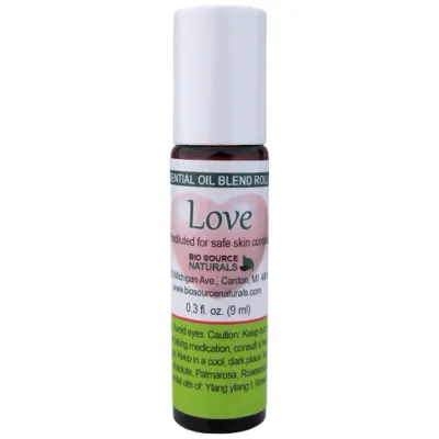 Love Essential Oil Blend Roll-On - 0.3 fl oz (9 ml) Amber Glass Roll-On Bottle with Stainless Steel Roller Ball and Cap