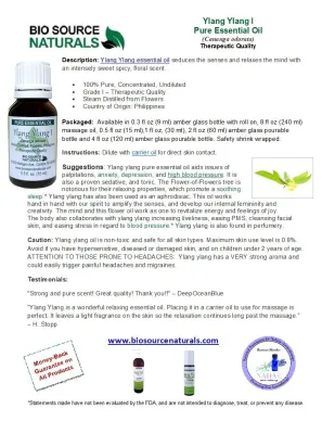 Ylang Ylang I Pure Essential Oil Product Bulletin
