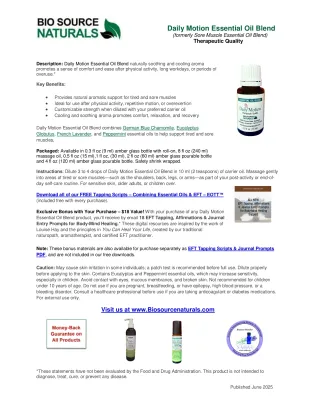 Daily Motion Essential Oil Blend Product Bulletin