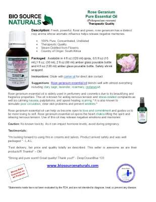 Rose Geranium Pure Essential Oil Product Bulletin