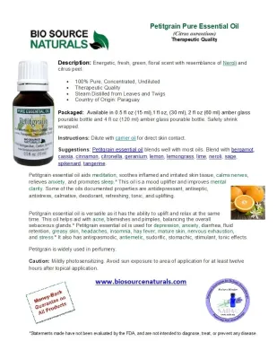 Petitgrain Pure Essential Oil Product Bulletin