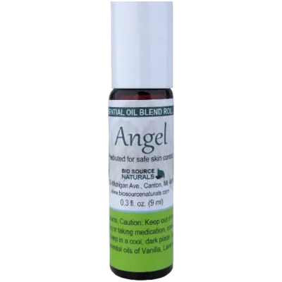 Angel Essential Oil Blend Roll-On - 0.3 fl oz (9 ml)  Amber Glass Roll-On Bottle w/ Stainless Steel Roller Ball &amp; Cap with 6 ALL-NEW EFT Tapping, Affirmations, Journal Prompts for Spiritual Healing
