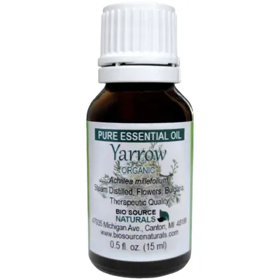 Yarrow Pure Essential Oil, Organic  - Bulgarian - with Analysis Report &amp; Free Affirmation Digital Card