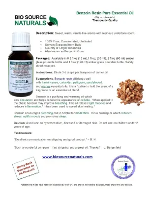 Benzoin Resin Oil Product Bulletin
