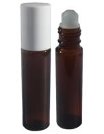 0.3 fl oz (9 ml) Amber Glass Roll-On Bottle with a White Cap
