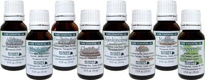Holiday Scent Set of 8 Pure Essential Oils, 0.5 oz (15 ml) Each