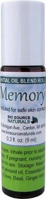 Memory Essential Oil Blend Roll-On - 0.3 fl oz (9 ml) Amber Glass Roll-On Bottle with Stainless Steel Roller Ball and Cap
