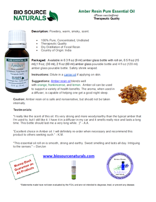 Amber Resin Oil Product Product Bulletin