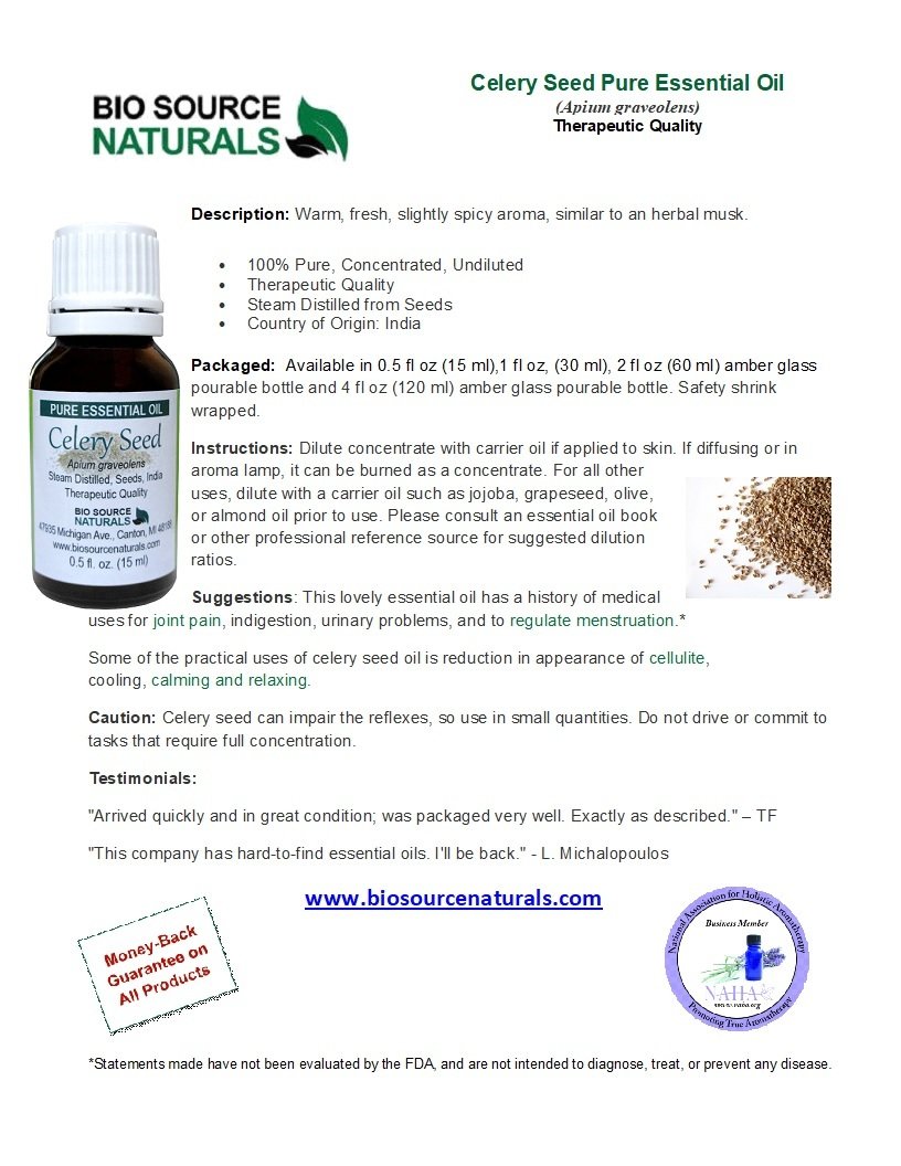 Celery Seed Pure Essential Oil Product Bulletin