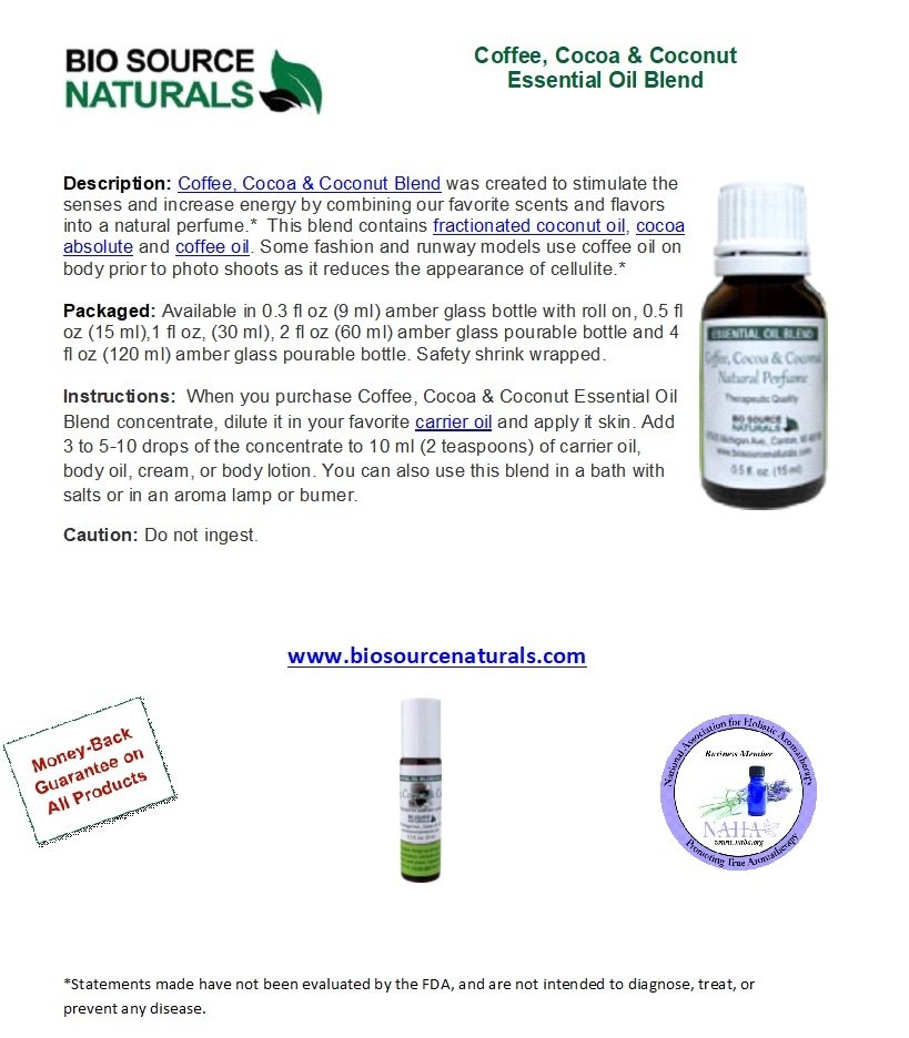 Coffee, Cocoa & Coconut Essential Oil Blend Product Bulletin