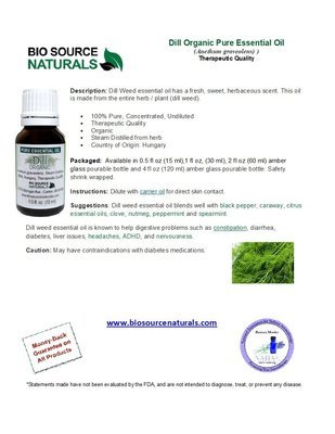 Dill Pure Essential Oil Organic - Hungary - Product Bulletin