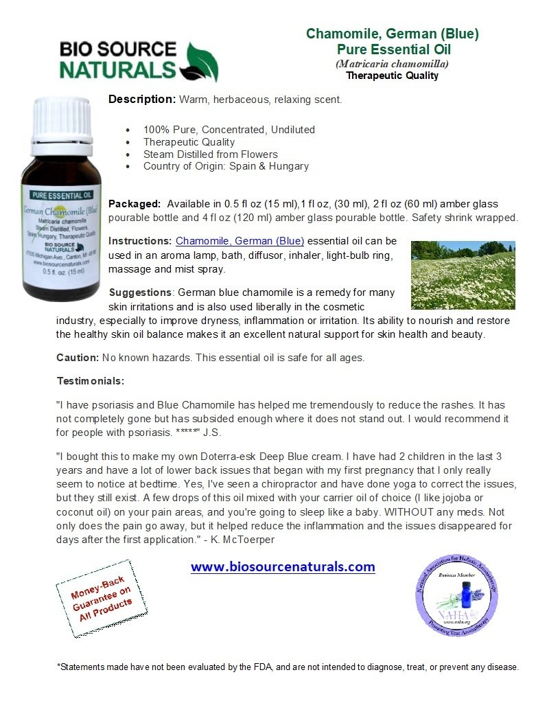 German Chamomile Pure Essential Oil (Blue) Product Bulletin
