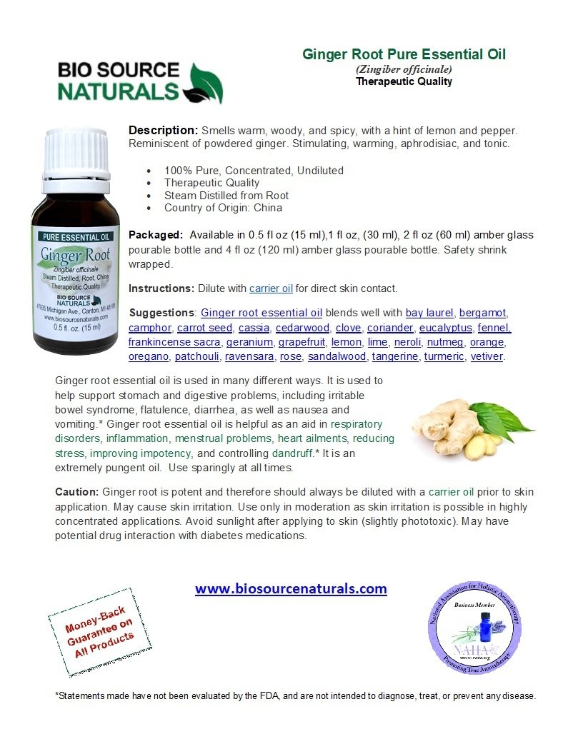 Ginger Root Pure Essential Oil Product Bulletin