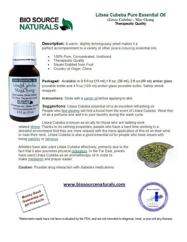 Litsea Cubeba Pure Essential Oil Product Bulletin