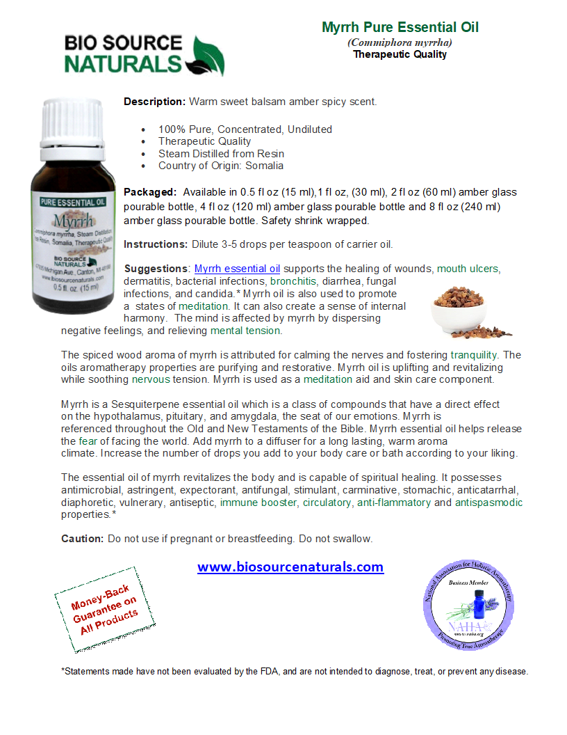 Myrrh Pure Essential Oil Product Bulletin