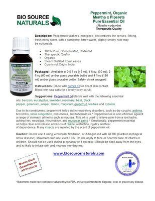 Peppermint, Organic Pure Essential Oil Product Bulletin