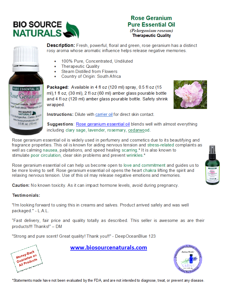 Rose Geranium Pure Essential Oil Product Bulletin