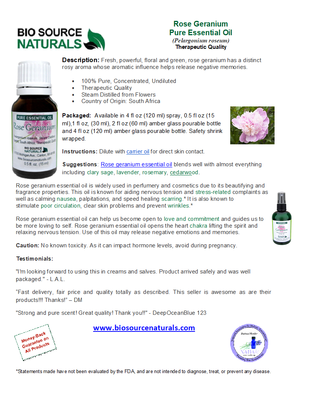 Rose Geranium Pure Essential Oil Product Bulletin