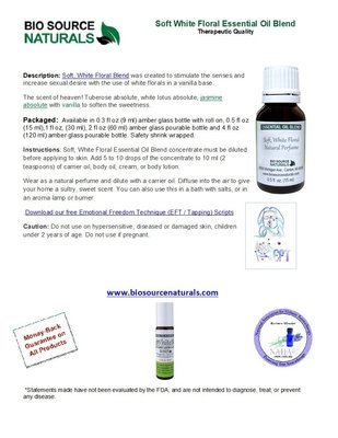 Soft, White Floral Essential Oil Blend Product Bulletin