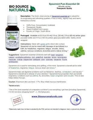 Spearmint Pure Essential Oil Product Bulletin