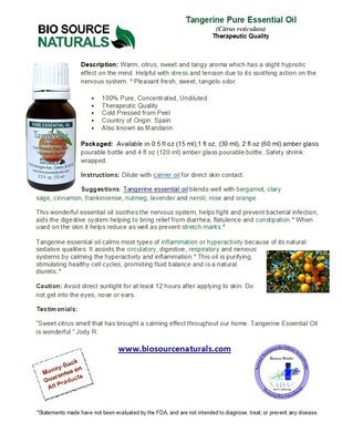 Tangerine Pure Essential Oil Product Bulletin