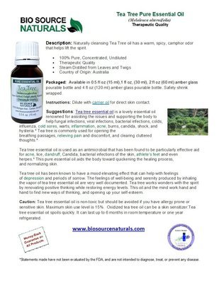 Tea Tree Pure Essential Oil Product Bulletin