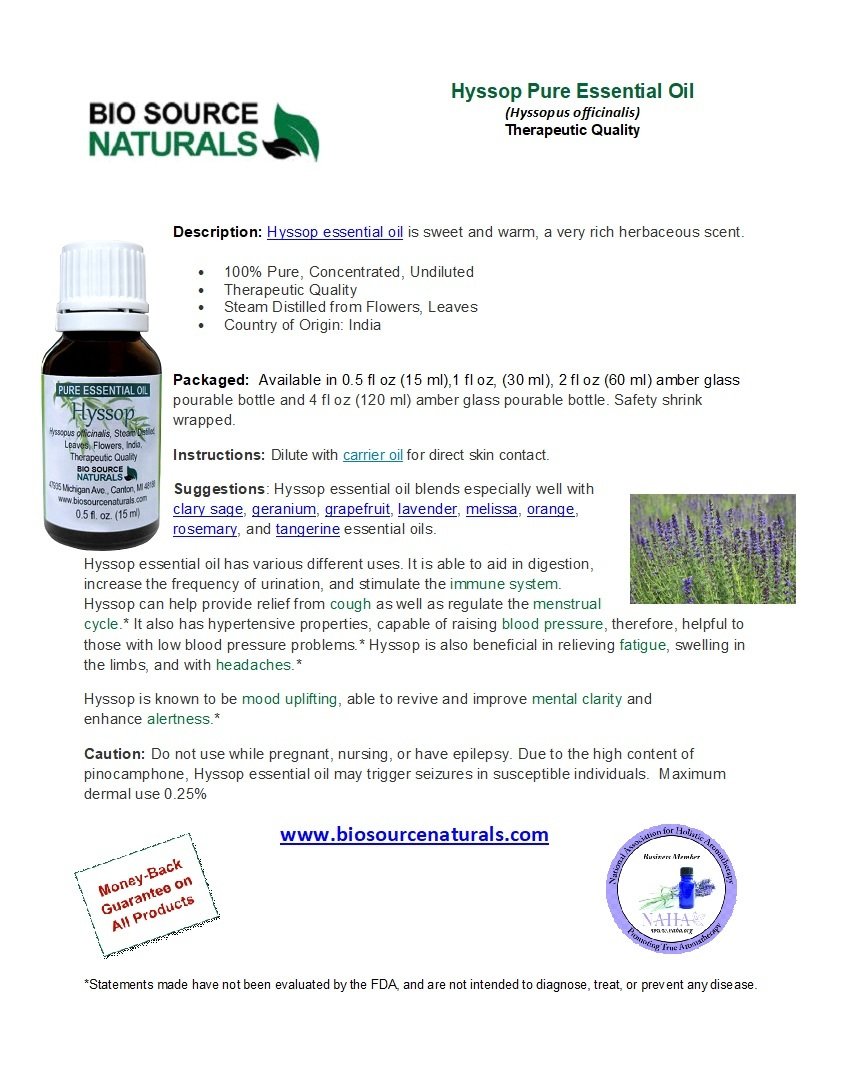 Hyssop Pure Essential Oil​ Product Bulletin