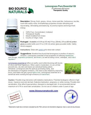Lemongrass, India Pure Essential Oil- Product Bulletin