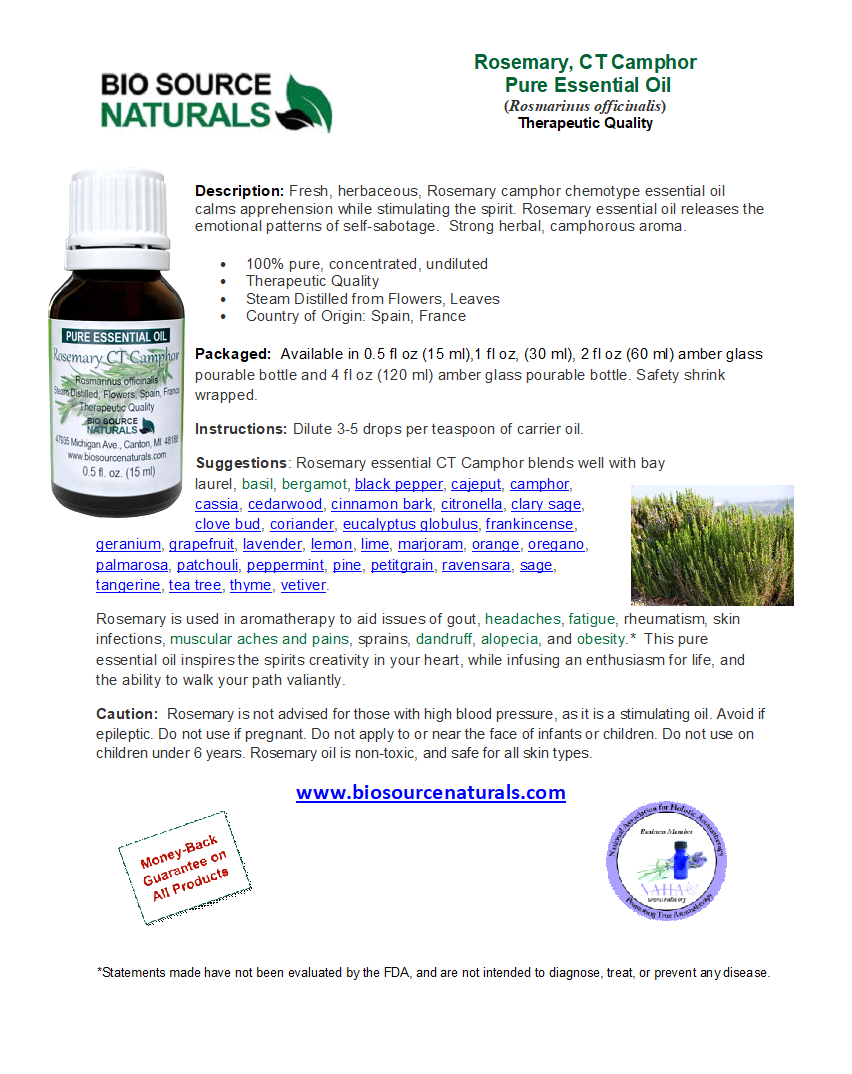 Rosemary,  CT Camphor Pure Essential Oil - Spain Product Bulletin