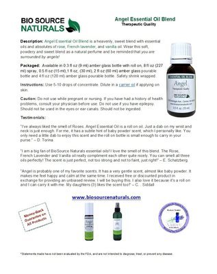 Angel Essential Oil Blend Product Bulletin