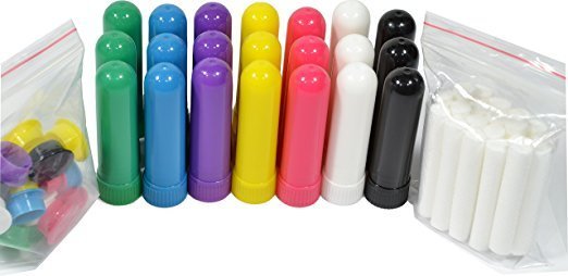 21 Essential Oil Inhaler Tubes With Cotton Wicks - 3 Sets of 7 Colors
