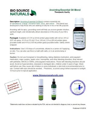 Anointing Essential Oil Blend Product Bulletin