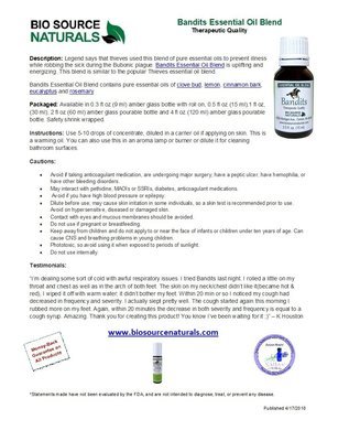 Bandits Essential Oil Blend Product Bulletin