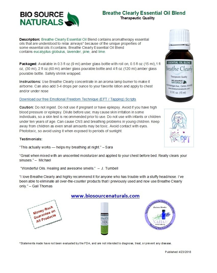 Breathe Clearly Essential Oil Blend Product Bulletin