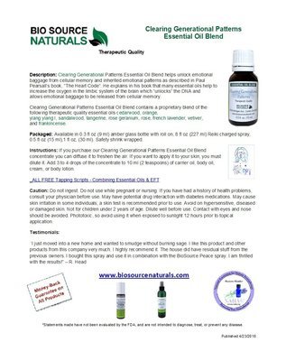 Clearing Generational Patterns Essential Oil Blend Product Bulletin