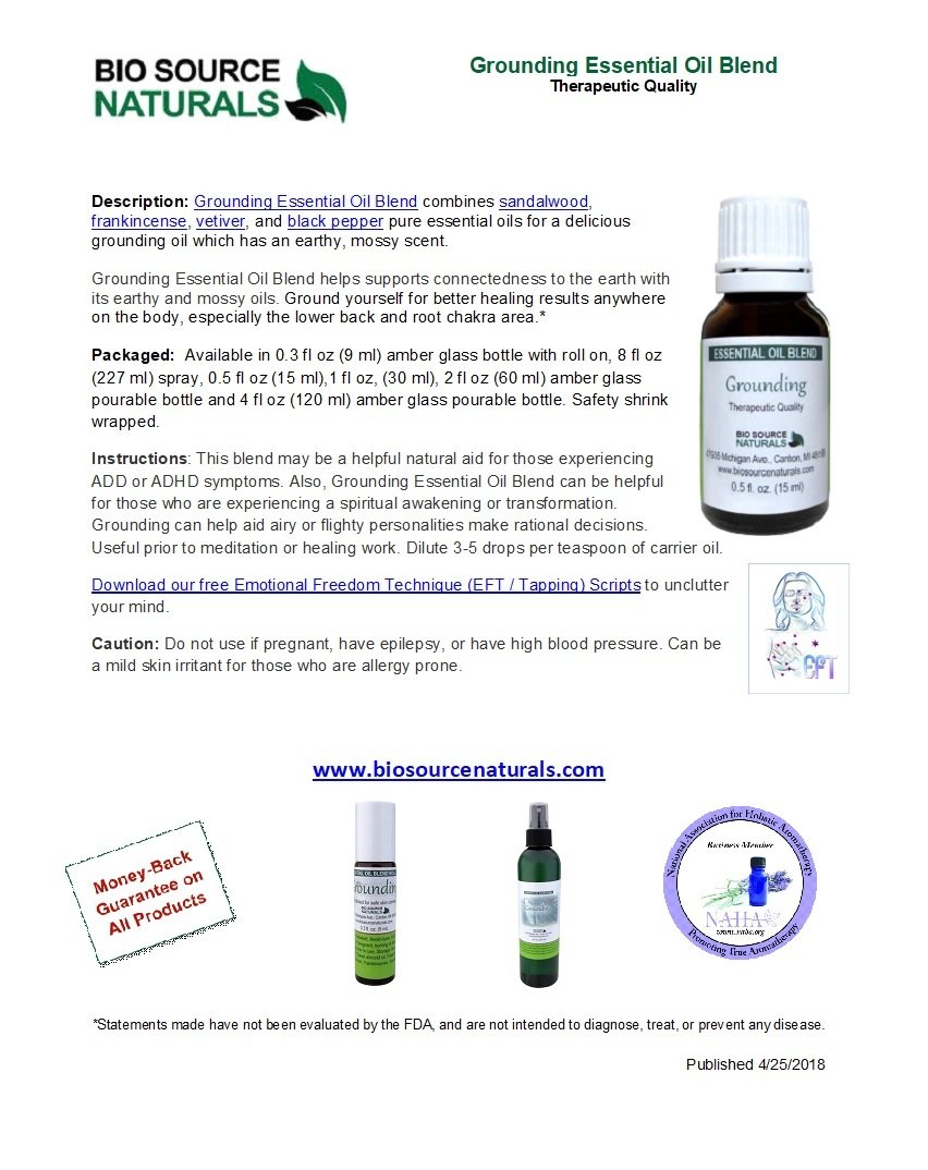 Grounding Essential Oil Blend Product Bulletin