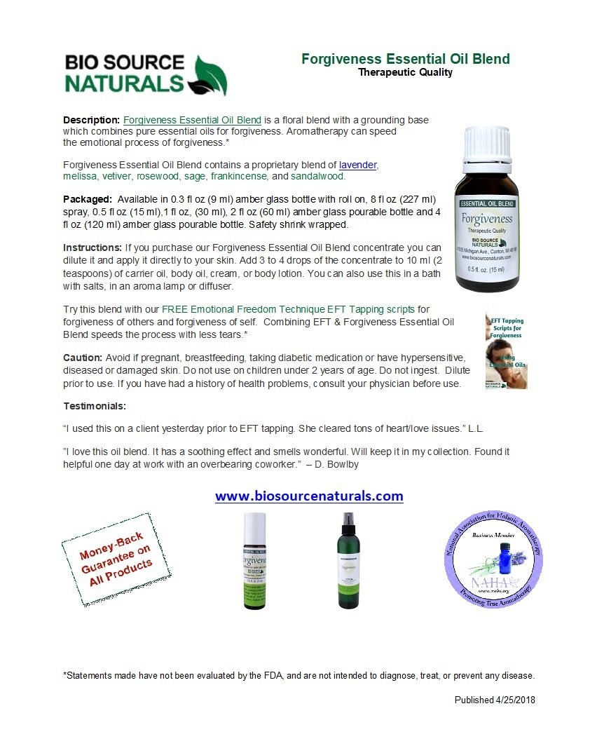 Forgiveness Essential Oil Blend Product Bulletin