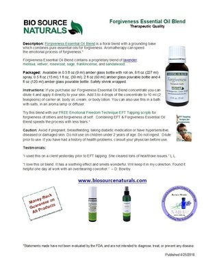 Forgiveness Essential Oil Blend Product Bulletin
