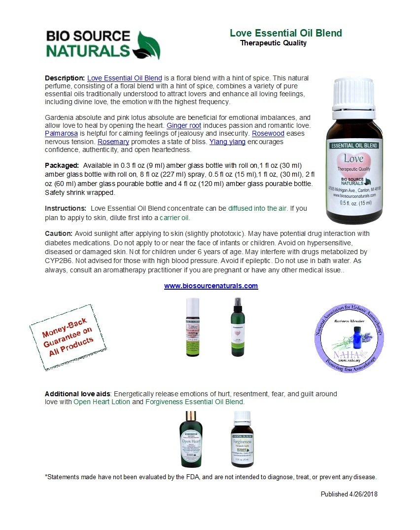 Love Essential Oil Blend Product Bulletin