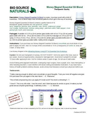 Money Magnet Essential Oil Blend Product Bulletin
