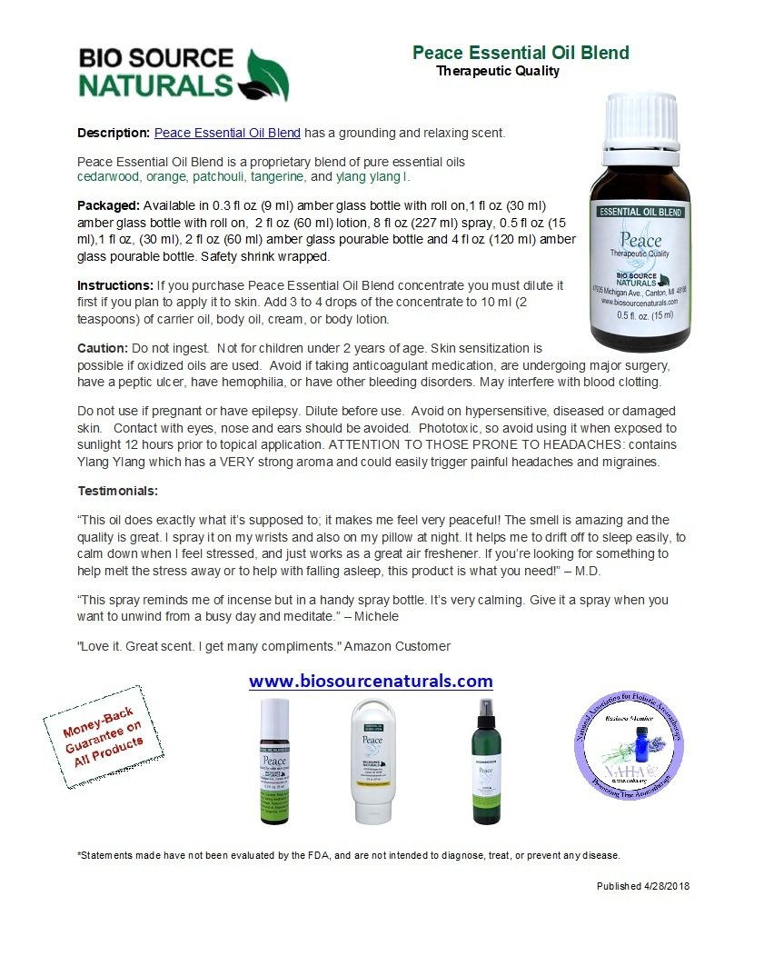Peace Essential Oil Blend Product Bulletin