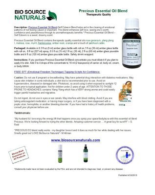 Precious Essential Oil Blend Product Bulletin